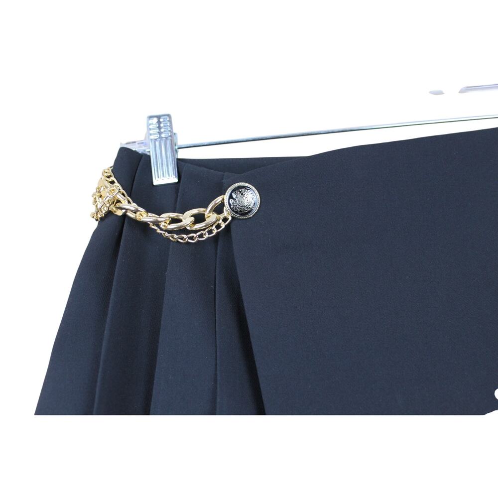 NWT Zara Black w/ Gold Chain Detail Pleated Side Zipper Dressy Skort Size S - Picture 3 of 13